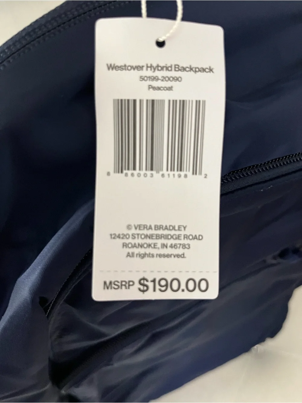 NWT Vera Bradley Westover Hybrid Multipocket Laptop Lay Flat Backpack Navy Blue